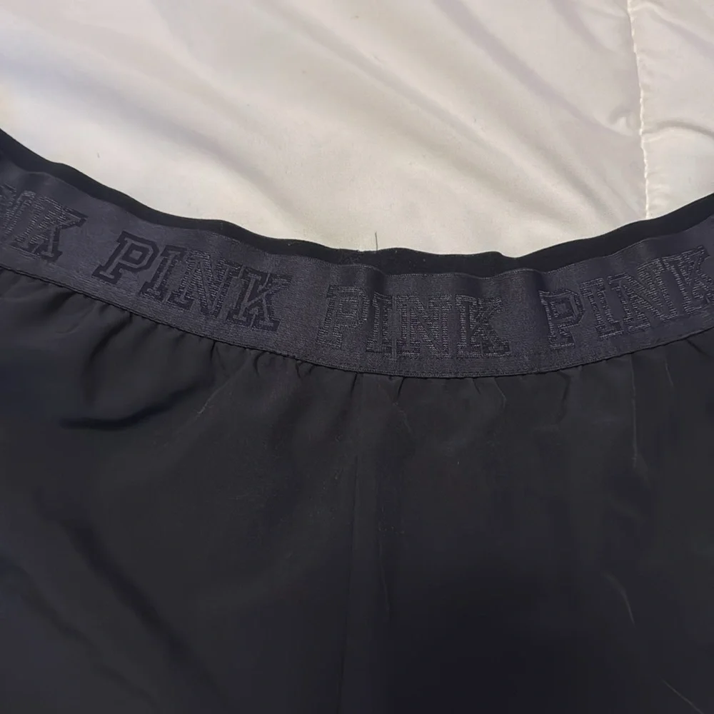 Victoria's Secret PINK Nylon Short Elastic Waistband LOGO Size Medium Black - Picture 3 of 5